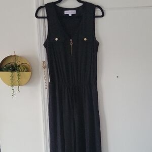 Black Maxi Jumpsuit with Gold Details